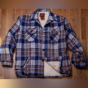 Sherpa line plaid shirt, jacket men's medium